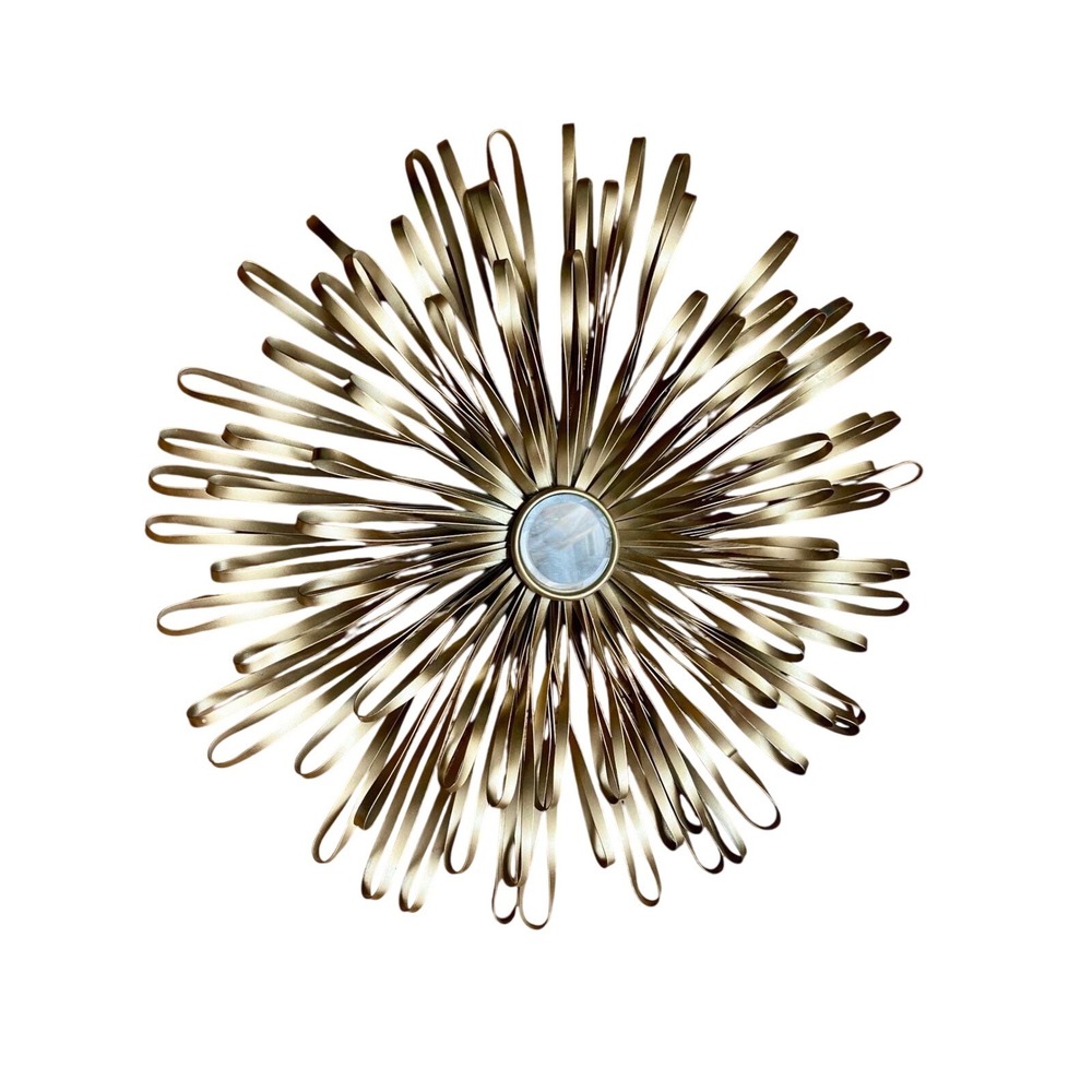 Vintage Starburst Sunburst Mirror Wall Art Gold Metal Mid Century Modern Accent